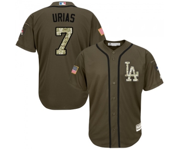 Men's Los Angeles Dodgers #7 Julio Urias Green Salute to Service Stitched Baseball Jersey