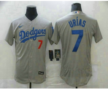 Men's Los Angeles Dodgers #7 Julio Urias Grey With Dodgers Stitched MLB Flex Base Jersey