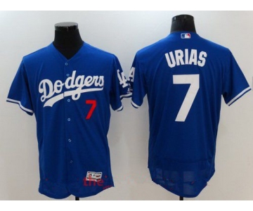 Men's Los Angeles Dodgers #7 Julio Urias Royal Blue Stitched MLB Majestic Flex Base Jersey