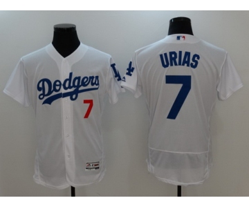 Men's Los Angeles Dodgers #7 Julio Urias White Home Stitched MLB Majestic Flex Base Jersey