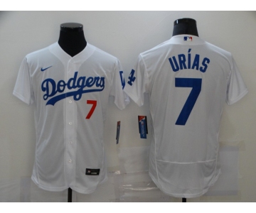 Men's Los Angeles Dodgers #7 Julio Urias White Stitched MLB Flex Base Jersey