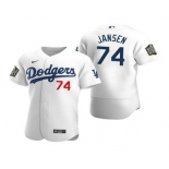 Men's Los Angeles Dodgers #74 Kenley Jansen White 2020 World Series Authentic Flex Nike Jersey