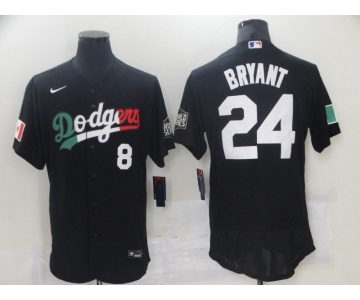 Men's Los Angeles Dodgers #8 #24 Kobe Bryant Black Mexico 2020 World Series Flex Base Nike Jersey