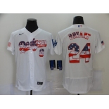 Men's Los Angeles Dodgers #8 #24 Kobe Bryant White USA Flag Stitched MLB Flex Base Nike Jersey