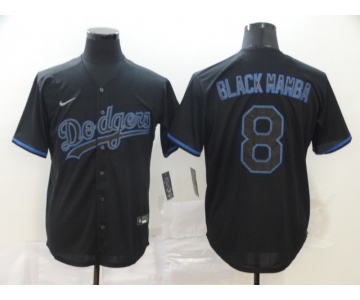 Men's Los Angeles Dodgers #8 Kobe Bryant Black Mamba Lights Out Black Fashion Stitched MLB Cool Base Nike Jersey
