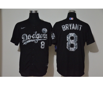 Men's Los Angeles Dodgers #8 Kobe Bryant Black Silver Mamba Stitched MLB Cool Base Nike Jersey