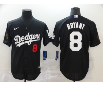 Men's Los Angeles Dodgers #8 Kobe Bryant Black With KB Patch Stitched MLB Cool Base Nike Jersey