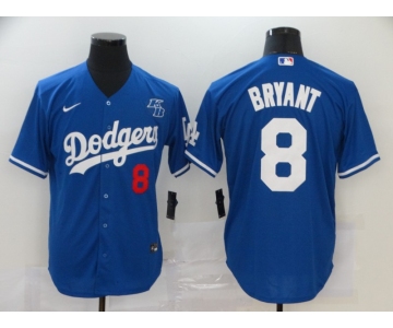 Men's Los Angeles Dodgers #8 Kobe Bryant Blue KB Patch Stitched MLB Cool Base Nike Jersey