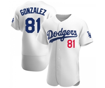 Men's Los Angeles Dodgers #81 Victor Gonzalez Authentic White Home Official Nike Jersey