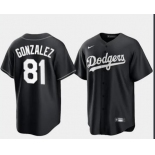 Men's Los Angeles Dodgers #81 Victor Gonzalez Black Turn Back The Clock Stitched Cool Base Jersey