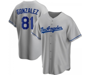 Men's Los Angeles Dodgers #81 Victor Gonzalez Replica Gray Road Nike Jersey