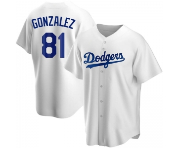 Men's Los Angeles Dodgers #81 Victor Gonzalez Replica White Home Nike Jersey