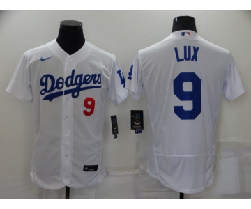 Men's Los Angeles Dodgers #9 Gavin Lux White Stitched MLB Flex Base Nike Jersey