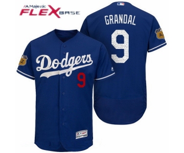 Men's Los Angeles Dodgers #9 Yasmani Grandal Royal Blue 2017 Spring Training Stitched MLB Majestic Flex Base Jersey