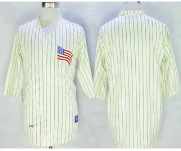 Men's Los Angeles Dodgers Blank 1917 Cream Pinstripe Throwback Jersey By Mitchell & Ness