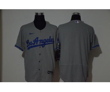Men's Los Angeles Dodgers Blank Gray Stitched MLB Flex Base Nike Jersey