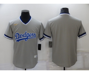 Men's Los Angeles Dodgers Blank Grey Cooperstown Collection Stitched MLB Throwback Jersey