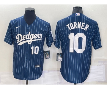 Men's Los Angeles Dodgers Blank Number Navy Blue Pinstripe Stitched MLB Cool Base Nike Jersey