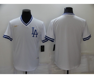 Men's Los Angeles Dodgers Blank White Cooperstown Collection Stitched MLB Throwback Jersey