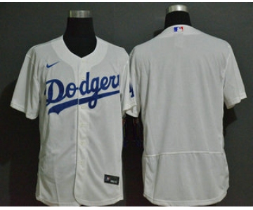 Men's Los Angeles Dodgers Blank White Stitched MLB Flex Base Nike Jersey