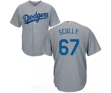 Men's Los Angeles Dodgers Sportscaster #67 Vin Scully Retired Gray Alternate Stitched MLB Majestic Cool Base Jersey