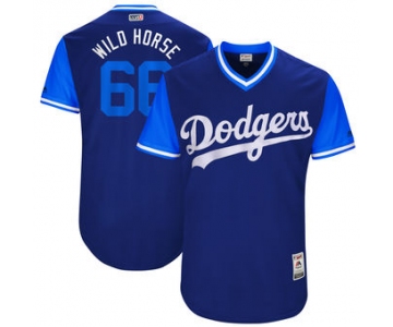 Men's Los Angeles Dodgers Yasiel Puig Wild Horse Majestic Royal 2017 Players Weekend Authentic Jersey