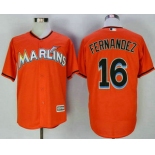 Men's Miami Marlins #16 Jose Fernandez Orange Stitched MLB Majestic Cool Base Jersey