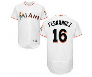 Men's Miami Marlins #16 Jose Fernandez White Home Stitched MLB 2016 Majestic Flex Base Jersey
