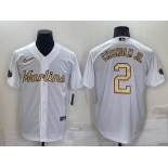 Men's Miami Marlins #2 Jazz Chisholm Jr White 2022 All Star Stitched Cool Base Nike Jersey