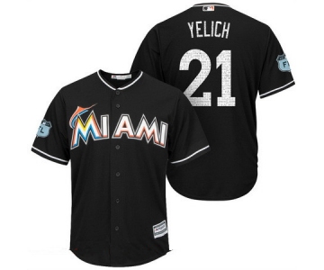 Men's Miami Marlins #21 Christian Yelich Black 2017 Spring Training Stitched MLB Majestic Cool Base Jersey