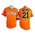 Men's Miami Marlins #21 Christian Yelich Orange Jersey