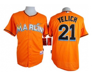 Men's Miami Marlins #21 Christian Yelich Orange Jersey