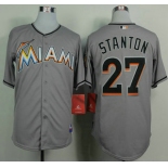 Men's Miami Marlins #27 Mike Stanton Grey Jersey