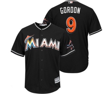 Men's Miami Marlins #9 Dee Gordon Black 2017 All-Star Patch Stitched MLB Majestic Cool Base Jersey