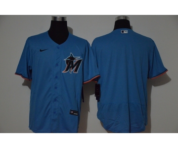 Men's Miami Marlins Blank Blue Stitched MLB Flex Base Nike Jersey
