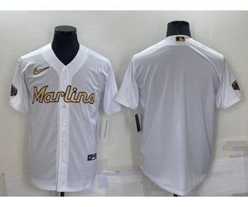 Men's Miami Marlins Blank White 2022 All Star Stitched Cool Base Nike Jersey