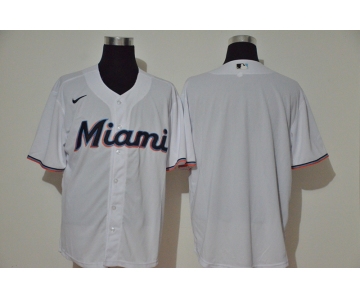 Men's Miami Marlins Blank White Stitched MLB Cool Base Nike Jersey