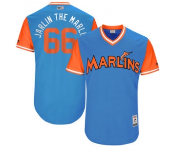 Men's Miami Marlins Jarlin Garcia Jarlin The Marlin Majestic Blue 2017 Players Weekend Authentic Jersey