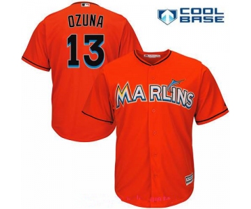 Miami Marlins #13 Marcell Ozuna Orange Alternate Stitched MLB Majestic Cool Base Jersey