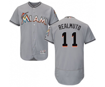 Miami marlins #11 JT Realmuto Grey Flexbase Authentic Collection Stitched Baseball Jersey