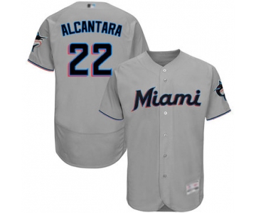 marlins #22 Sandy Alcantara Grey Flexbase Authentic Collection Stitched Baseball Jersey