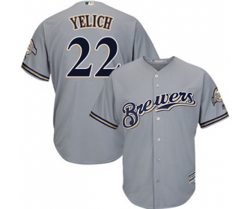 Brewers #22 Christian Yelich Grey Cool Base Stitched Youth Baseball Jersey