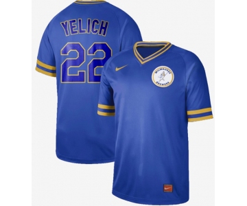 Brewers #22 Christian Yelich Royal Authentic Cooperstown Collection Stitched Baseball Jersey