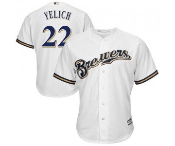 Brewers #22 Christian Yelich White Cool Base Stitched Youth Baseball Jersey