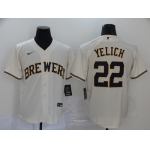 Men's Milwaukee Brewers #22 Christian Yelich Cream Stitched MLB Cool Base Nike Jersey