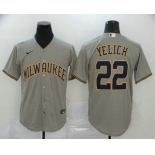 Men's Milwaukee Brewers #22 Christian Yelich Gray Stitched MLB Cool Base Nike Jersey