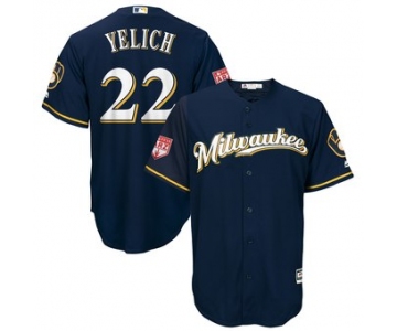 Men's Milwaukee Brewers 22 Christian Yelich Majestic Navy 2019 Spring Training Cool Base Player Jersey