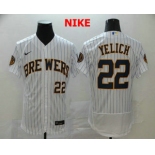 Men's Milwaukee Brewers #22 Christian Yelich White Stitched MLB Flex Base Nike Jersey