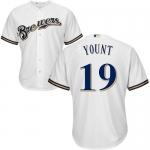 Brewers #19 Robin Yount White Cool Base Stitched Youth Baseball Jersey