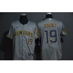Men's Milwaukee Brewers #19 Robin Yount Grey Stitched MLB Flex Base Nike Jersey